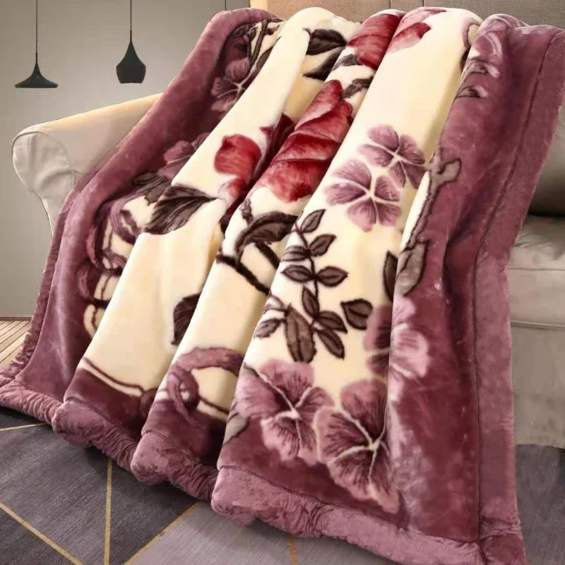 150x200cm Raschel Blanket Thick Double-layer Soft Plush Quilt Double Sided Velvet Winter Dormitory Office Sofa Warm Bed Sheet