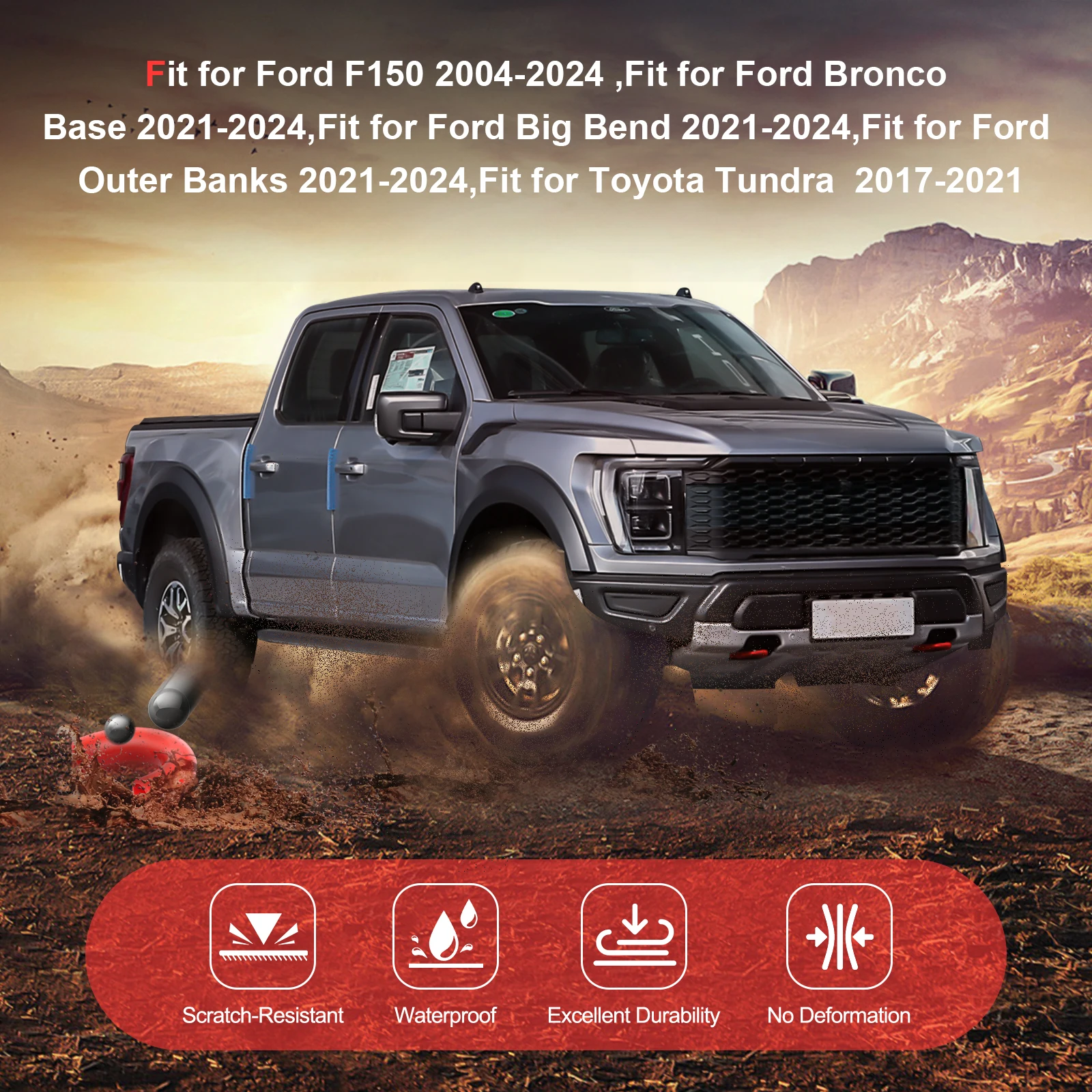 أغطية وصلة السحب لسيارة Ford F150 2004-2024 قاعدة برونكو/بيج بيند/البنوك الخارجية 2021-2024 لسيارة Toyota Tundra 2017-2021، غطاء خطاف السحب