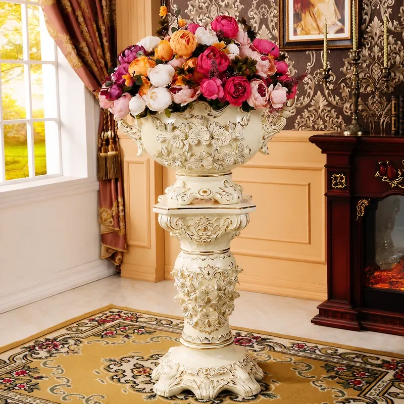 Luxury Large Ceramic Floor Vase for Living Room Home Decoration TV Cabinet Dried Flower Arrangement Ornament Tall Design