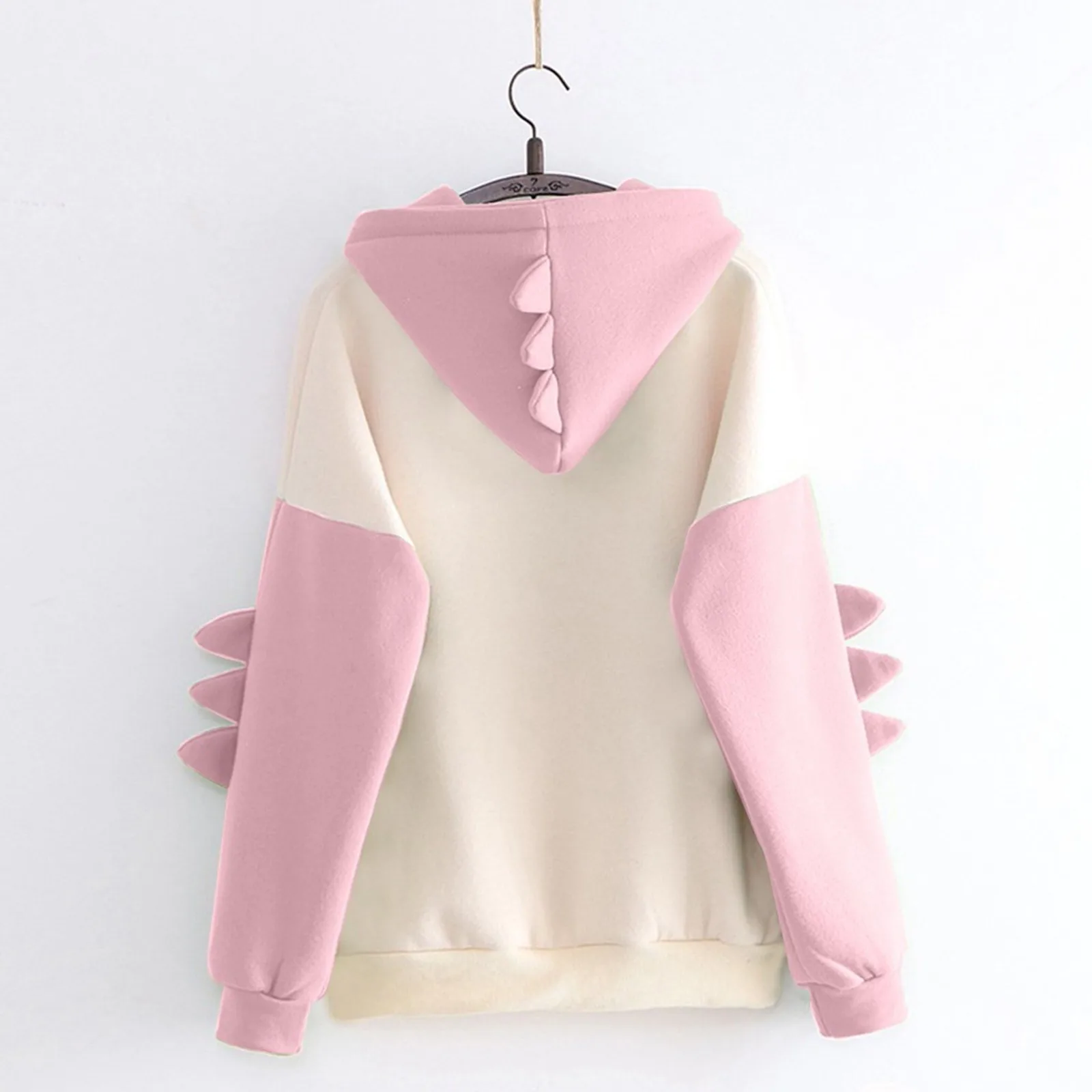 Oversized Dinosaur Hoodie Women Long Sleeve Solid Candy Color Hooded Sweatshirt Female Teens Hooded Clothes Outfit Kawaii Hoodie