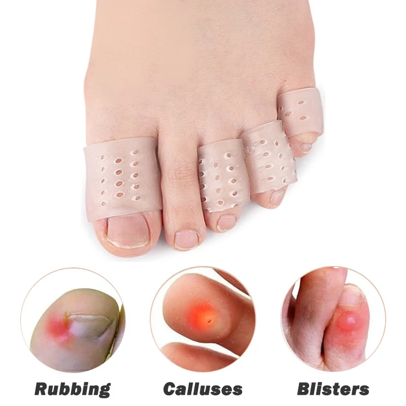 1Pair Foot Care Tool Finger Tube Protector Breathable Toe Sleeves For Friction Pain Relief Silicone Gel Finger Protection