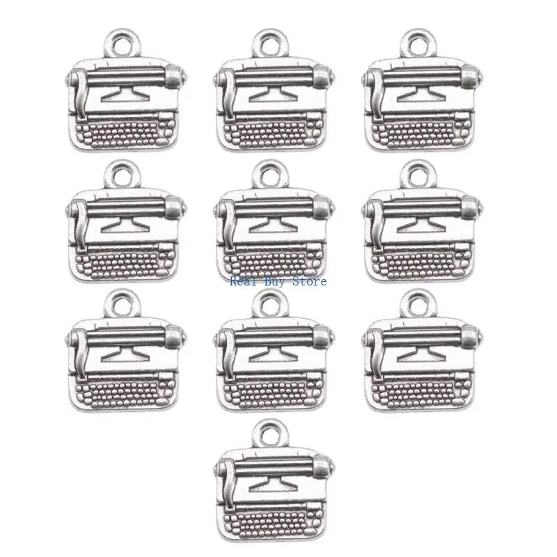 

U13D 10PCS Typewriter Pendant Charm Necklace Component Typewriter Necklace Accessory