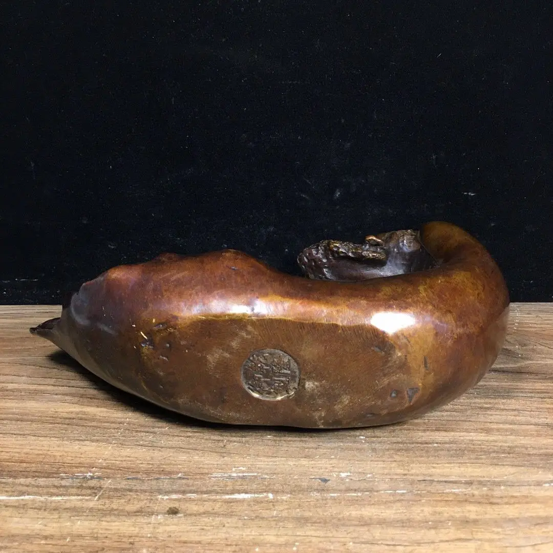 Pure Copper Backflow Incense Burner of Bodhidharma, L 20.5 cm, W 7 cm, H 13 cm, Weight 1280 g