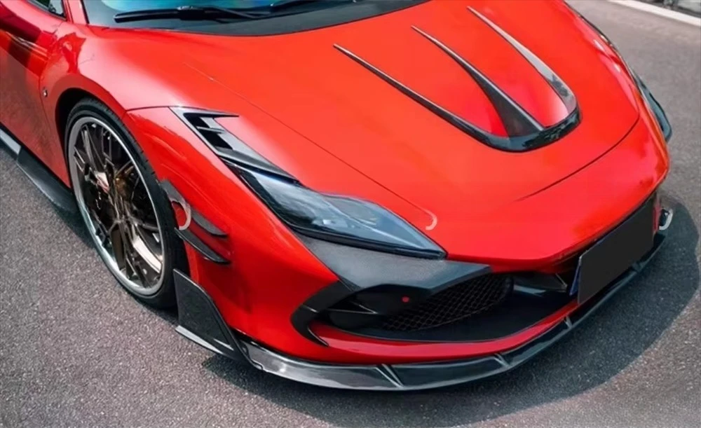 Aberturas de guarda-lamas dianteiras de fibra de carbono seca, aberturas decorativas de farol para kit de corpo F8