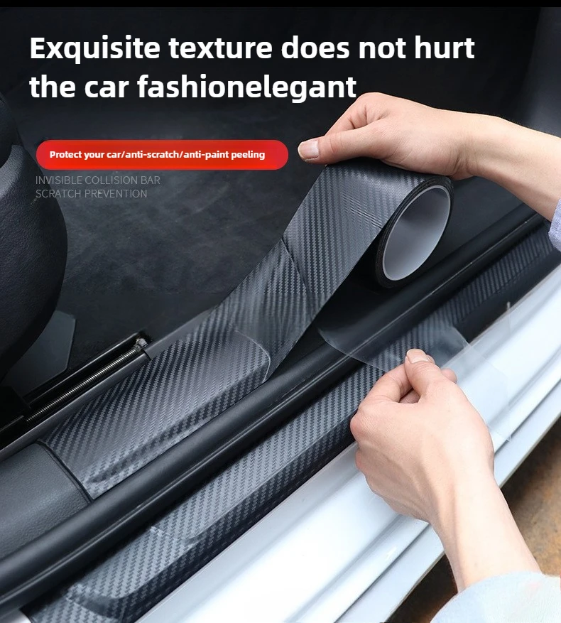 3D Carbon Fiber Sticker Paste Car Threshold Protective Film Anti Scratch Waterproof Matte Black Nano Sticker for Car Body