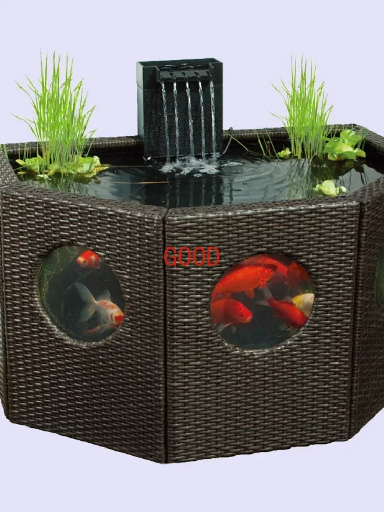 Koi Fish Tank Aquarium Living Room Home Floor Tank Ecological Landscape Viewing Pool