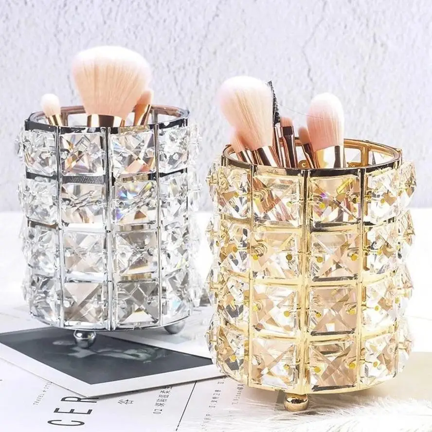 1Pcs New Crystal Storage Cup Makeup Brush Eyebrow Pencil Storage Bottle Jewelry Storage Container European Cosmetics Storage Box