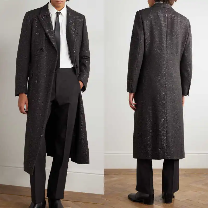 

Classic Wool Blended Men Overcoat 1 Piece Double Breasted Coat Autumn Winter Warm Formal Business Occasion Customized
