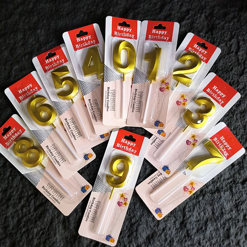 Bougies d'anniversaire avec chiffres 0-9, Design 3D doré, décoration de gâteau sans fumée, garniture de bougie pour célébration d'anniversaire, 1 pièce