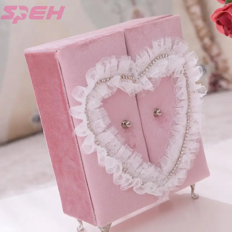 Original design crystal ShanZuan pink velvet jewelry box wardrobe