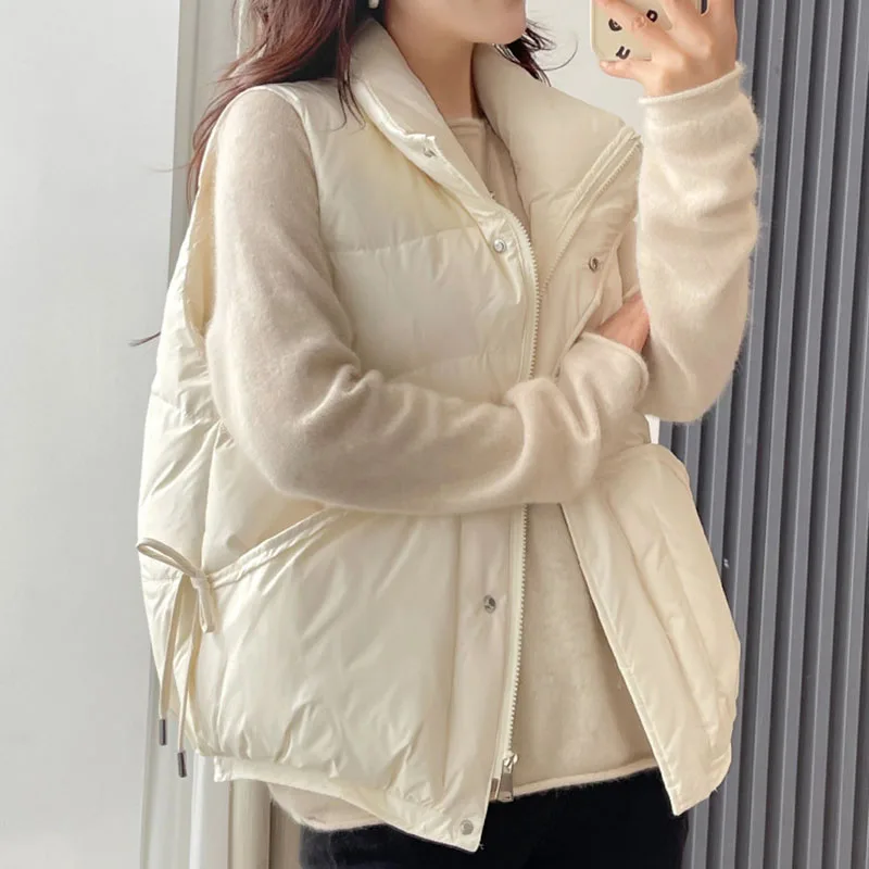 ผ้าฝ้ายผู้หญิงเสื้อกั๊ก 2025 ใหม่แฟชั่นเสื้อกั๊กอเนกประสงค์ฤดูใบไม้ร่วงฤดูหนาวสีทึบเสื้อกั๊กเสื้อแจ็คเก็ตผู้หญิงเสื้อกั๊ก h522