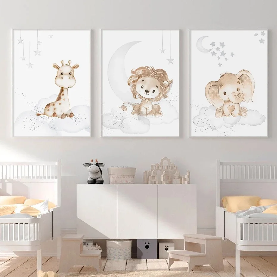 

Cartoon lion canvas painting children living room bedroom high definition spray painting decorative painting