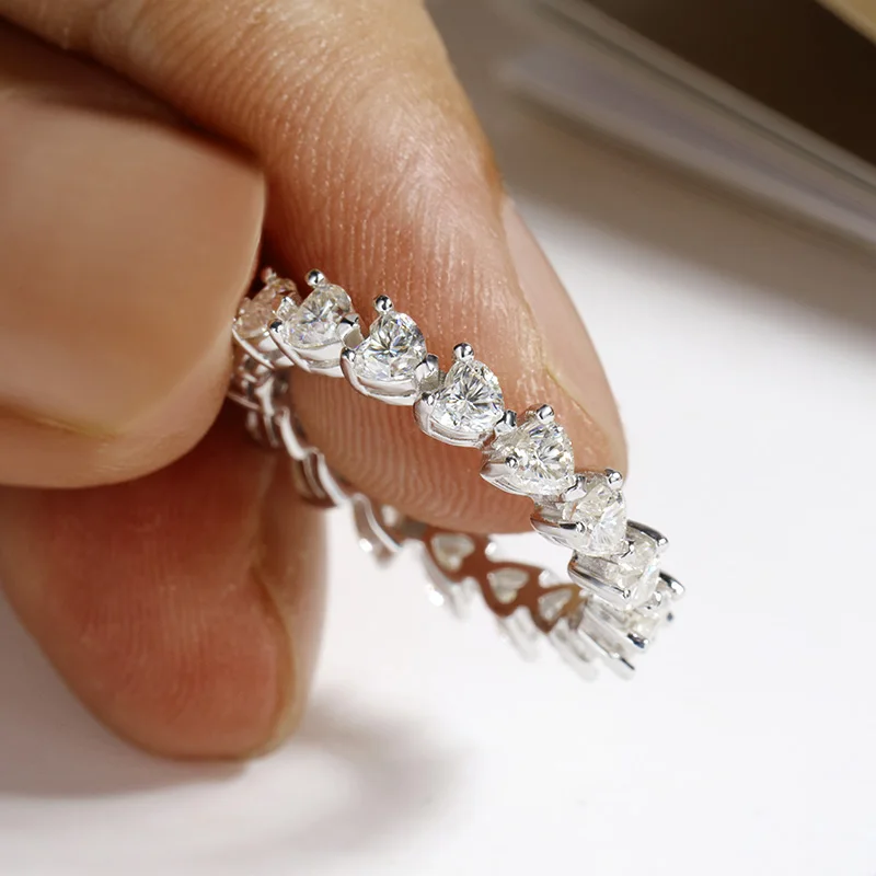

HORRIPAL 3MM Full Heart Shaped Moissanite Ring For Women 925 Sterling Silver Eternal Love Classic Wedding Party Fashion Jewelry