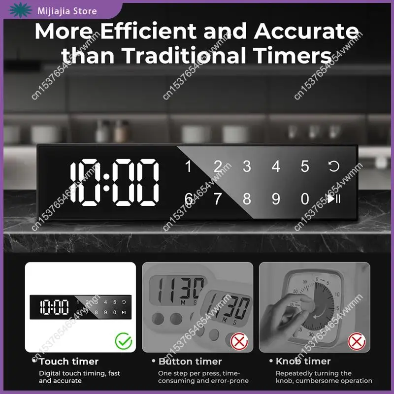 مؤقت المطبخ مع شاشة تعمل باللمس، ظهر مغناطيسي للثلاجات والأفران، مبيعات شاشة رقمية LED سهلة الاستخدام