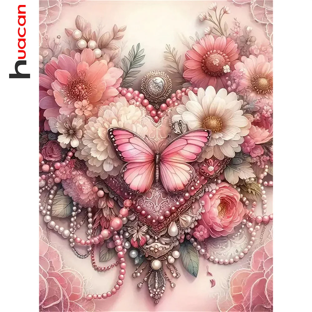 Huacan Diamond Painting Flower Rose Handmade Hobby Rhinestone Pictures Full Drill Mosaic Animal Butterfly Wall Decor For Home