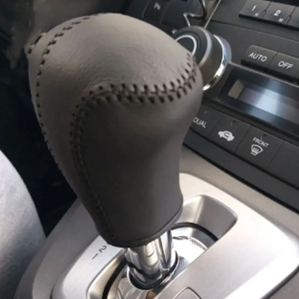 Genuine Leather Car Gear Collars Gear Head Shift Knob Cover for Honda CRV CR-V 2007 - 2014 AT Automatic Accessories