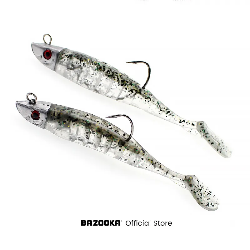 Bazooka Schwarz Minnow Jig Blei Kopf Angeln Locken Weichen Köder Silikon T Schwanz Wobbler Barsch Leurre Jighead Langsam Bass Hecht winter