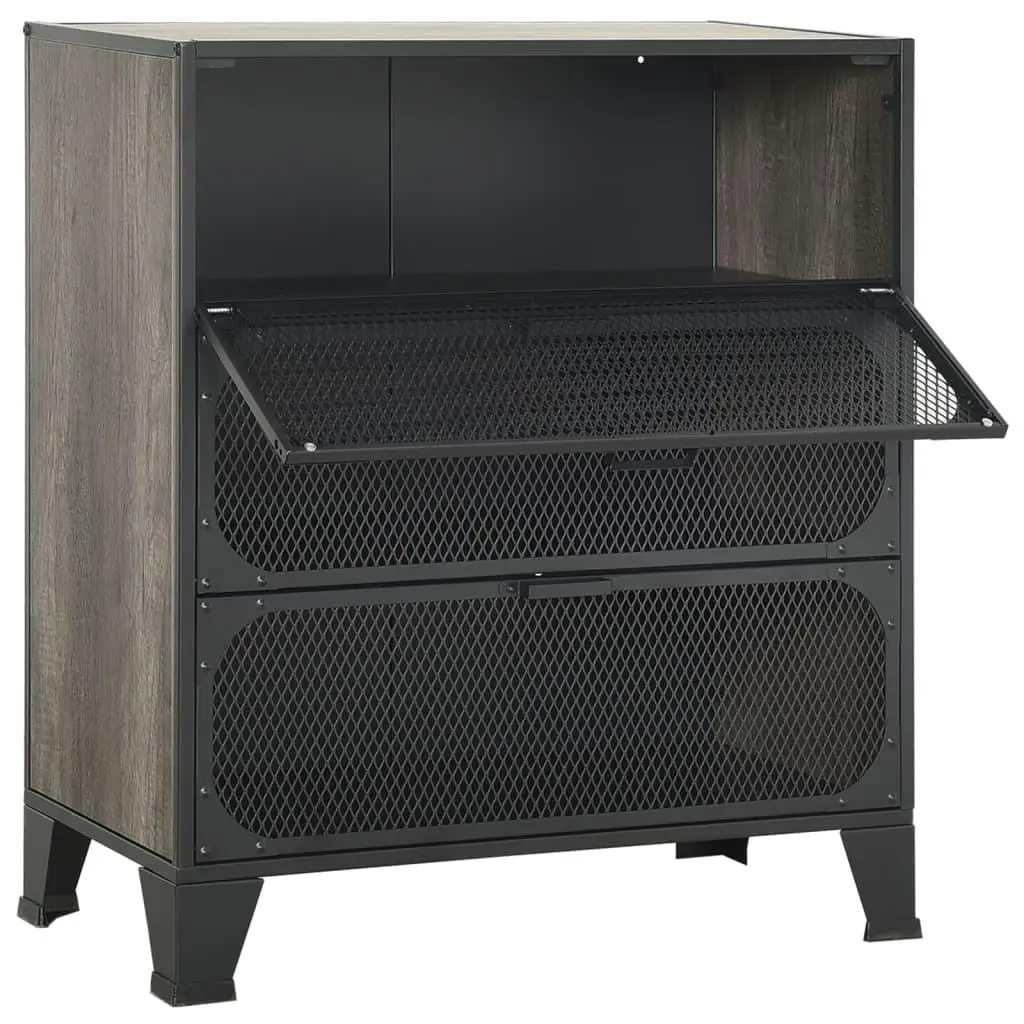 Stylish Gray Storage Cabinet - 28.3x14.2x32.3 Durable Metal & Organizer