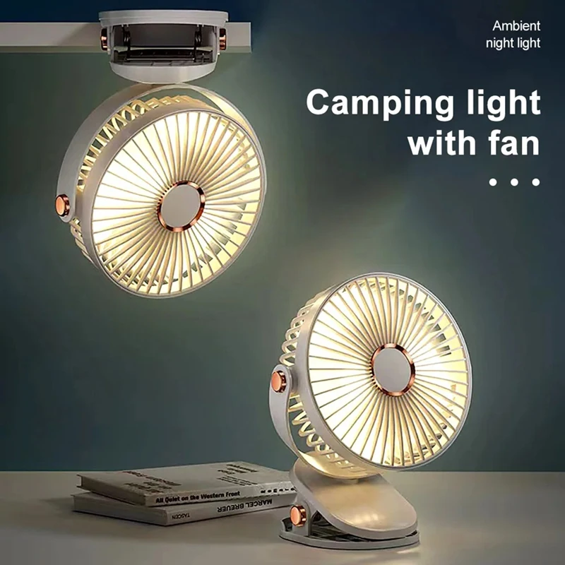 Portable LED Camping Fan With Night Light USB Rechargeable Desk Fan Silent Adjustable For Bedroom Office Outdoor