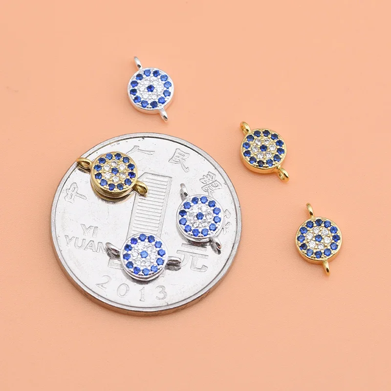 925 sterling silver blue eyes Zirconia double ring accessory DIY bracelet necklace jewelry making charm