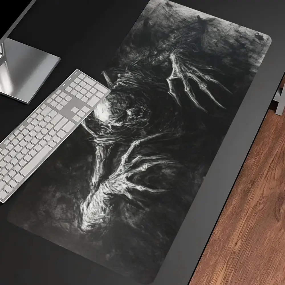 Black Horror Skull Monster Large Extended Gaming Mouse Pad Non Slip Desk Mat Creepy Skeleton Creature Art Keyboard Mouse pad