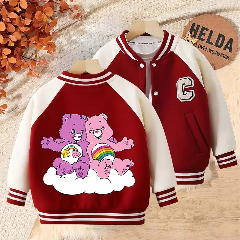 

Care Bears Children Baseball Uniform Girl Kawaii Sweet Jackets Boy Cartoon Anime Sweatshirt Kid Home Clothing Top Christmas Gift