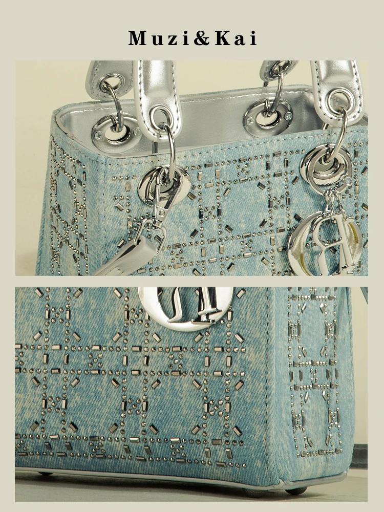 

MuziKai Diamond Embedded Faionable Summer 2025 Handbag Women's Crossbody Bag Luxury Sensation Portable Square Box Handbag