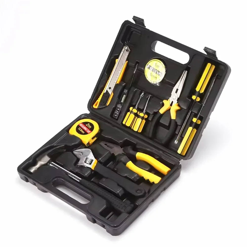 

13PcsTools Set General House Hold Hand Tool Kit with Plastic Box Storage Case Used To Car Repair and Home Repair Household Tools