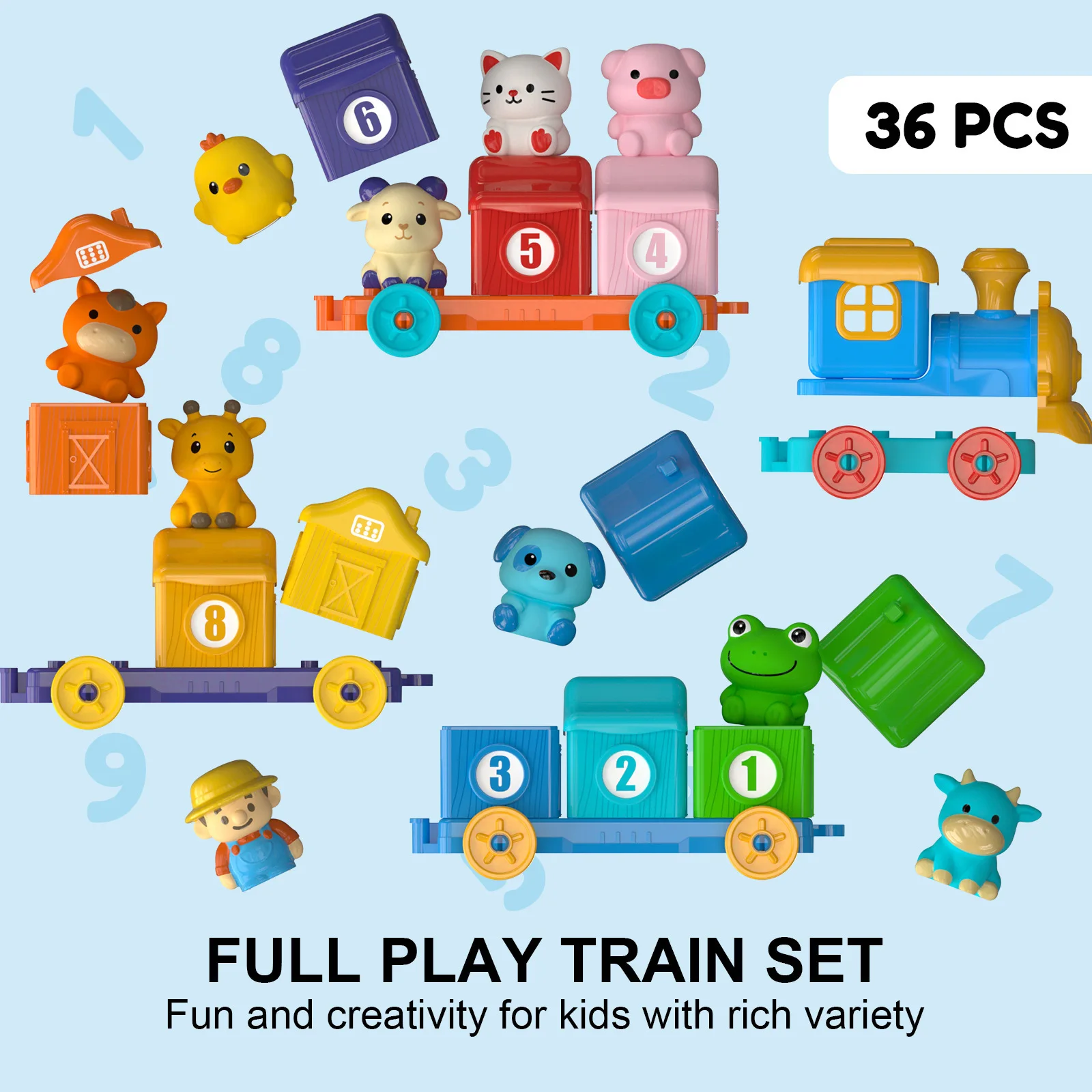 Set Treno Conta Animali per Bambini, Gioco Interattivo di Ordinamento con Personaggi Contadino e Animali Carini, Giocattolo Educativo Montessori per Bambini