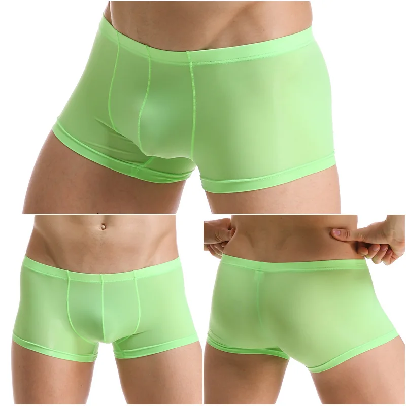 Men\'s Boxer Ice Silk Naked Feel Underwear Sports Breathable Panties Ultra-Thin Transparent Boxers Briefs High Elastic Underpants