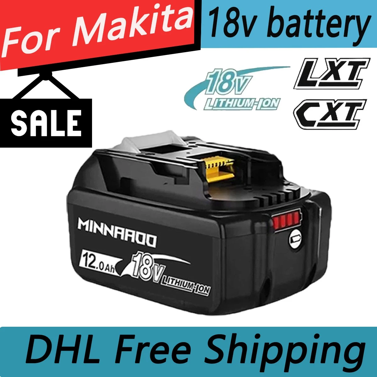 

Newly For Makita 18V Battery 6000mAh rechargeable 18650 Battery, for Makita Drill DTW700 DTD173 DJV182 HR180 DRT52