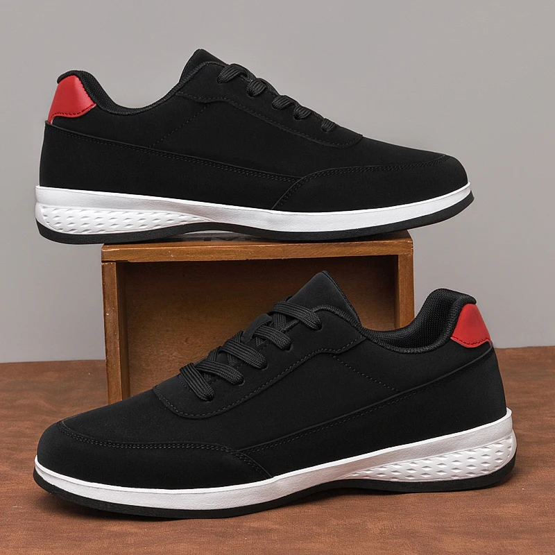 Men Invisible Height Increasing Shoes 6‑10CM Elevator Casual Sneakers Black Lace‑up Comfort Business Daily Footwear