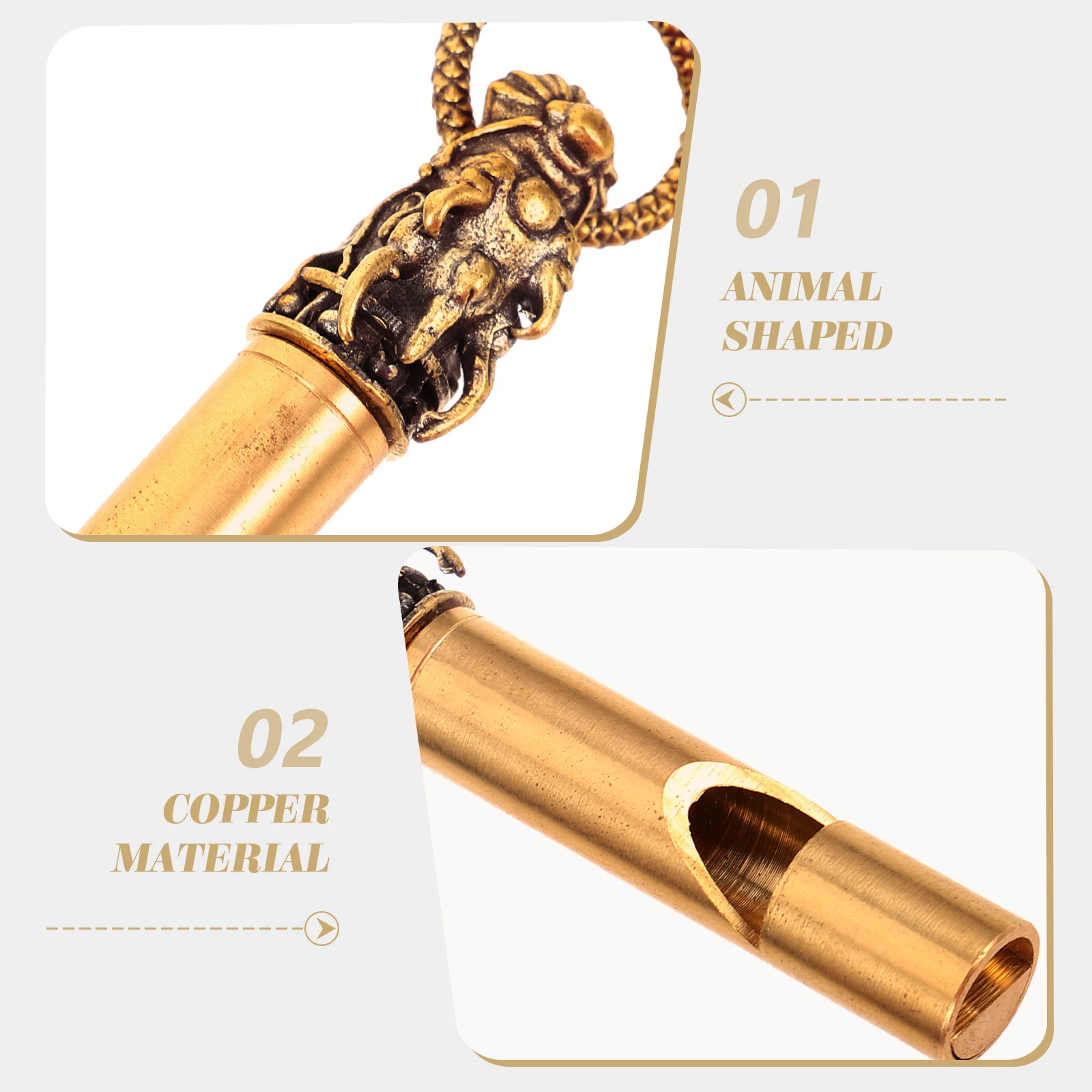 Decorative Copper Animal Whistle Portable Emergency Survival Loud Camping Hiking Outdoor Sports Whistle Keychain Pendant