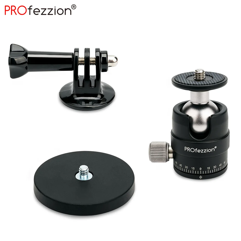 PROfezzion Magnetic Mount Base Stand Kit with Strong Ball Head for Gopro Hero ，DJI Osmo Action Camera, AKASO Action Camera