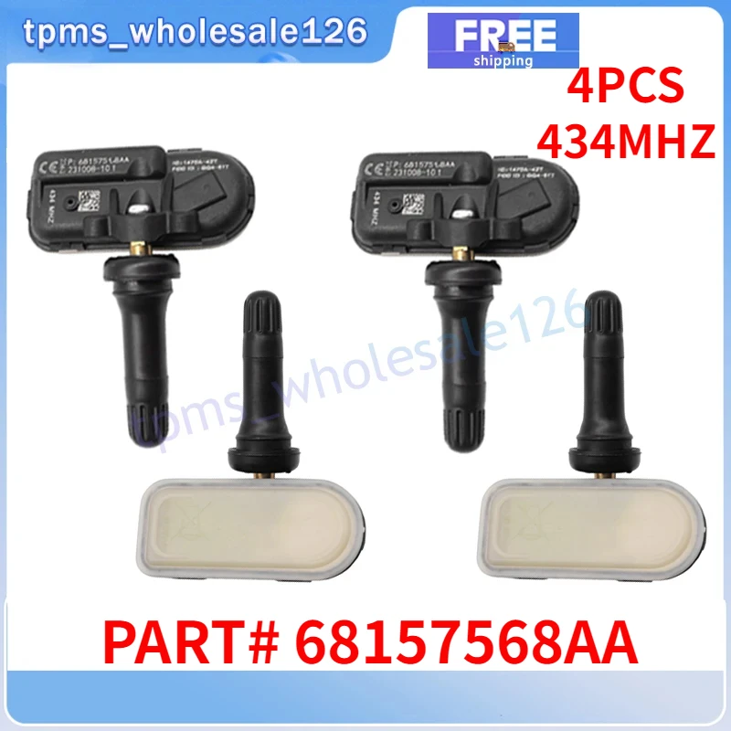 

4PCS Tire Pressure Monitoring Sensor 68157568AA For 2013-2020 Jeep Cherokee 2013-2018 Ram 1500 TPMS 434MHZ 68249197AA 68239720AA