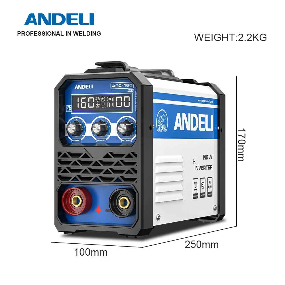 Saldatrice ad arco ANDELI 110/220V 160A 2 in 1 saldatrice MMA Lift-TIG Inverter IGBT saldatura elettrica Display digitale a LED per uso domestico
