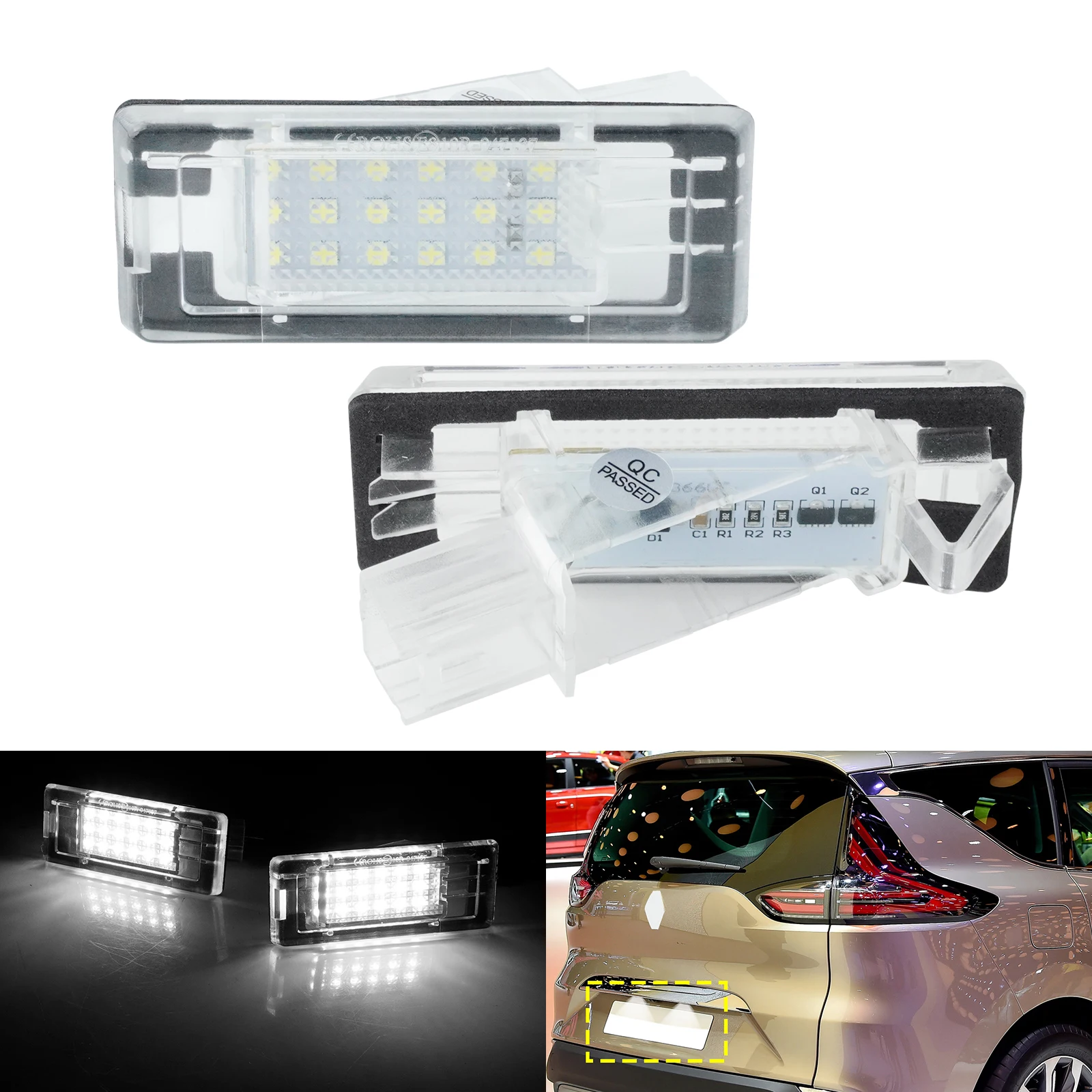 For Renault Scenic 2 3 Laguna 2 Fluence Espace IV Captur White LED License Number Plate Light 2010-on Dacia Duster Logan MCV