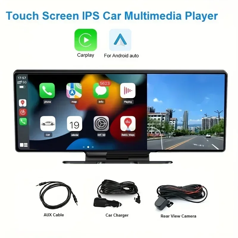 10.26 Wireless Carplay Car Multimedia Player Front And Rear Dual Camera Loop Recording Touch Screen Dash Cam Car DVR Recorder