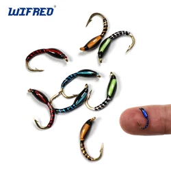 Wifreo 6PCS/8PCS #12 #14 #16 Fly Fishing Trout Fly Epoxy Nymph Flies Midge Fishing Lure Baits Red Bule Green Orange