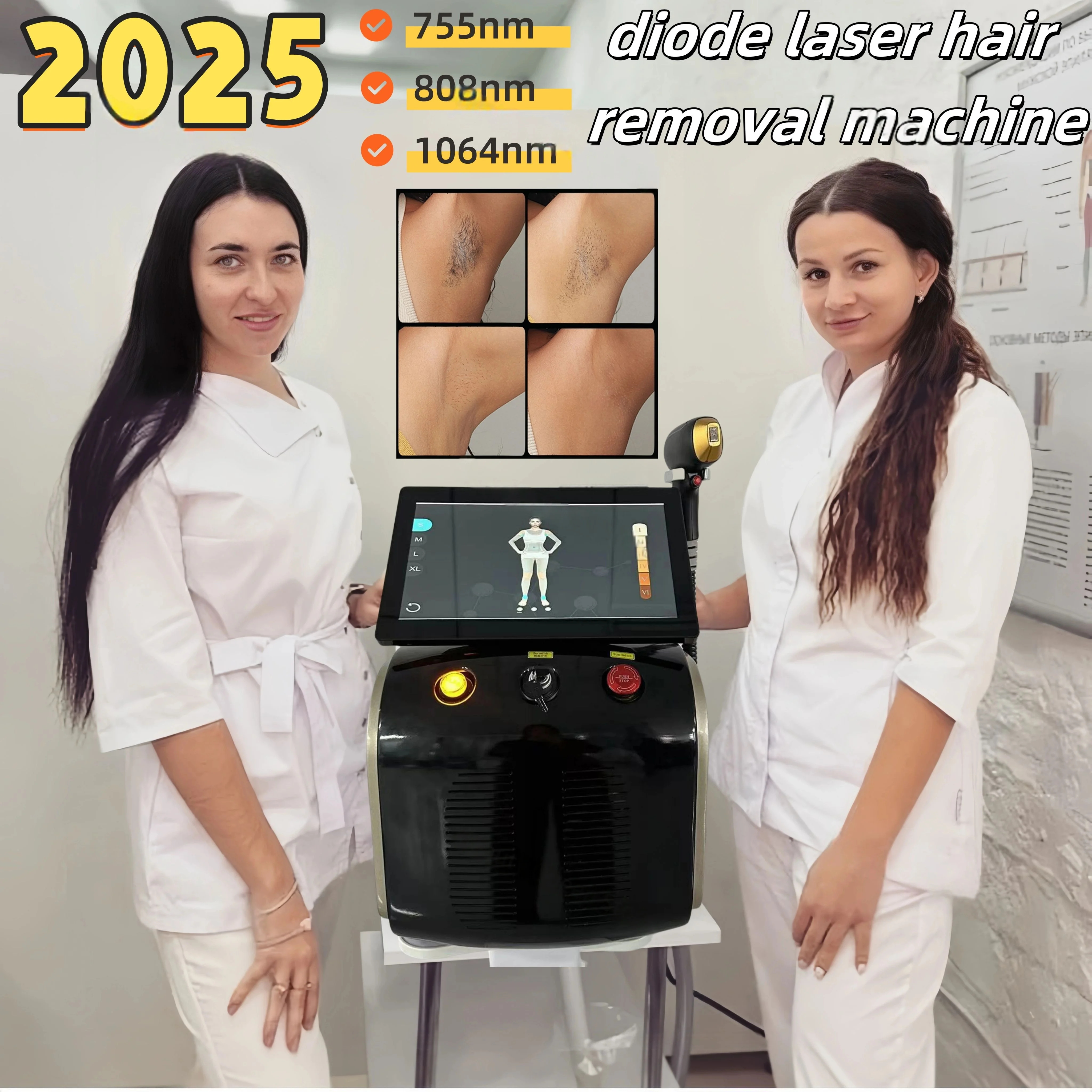 

3000 Вт высокой мощности Maisonriamiento пор hielo 755 808 1054, прибор для depiladora Vaier diodo, продольный onda indolora 808 нм