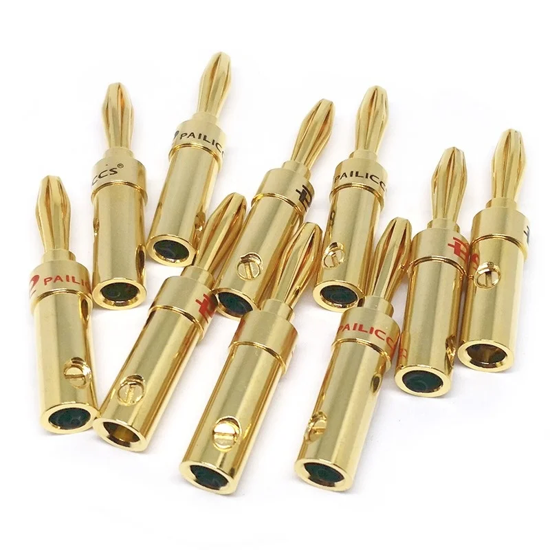 Pailiccs Banana Plug Copper Gold Plated 4mm Speaker Cable Connector HIFI Audio Adapter