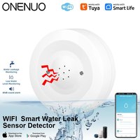 ONENUO WiFi Tuya Water Leak Sensor Flood Leakage Detector with Sound Alarm 80dB and IP55 WaterProof Water Sensor Remote Monitor
