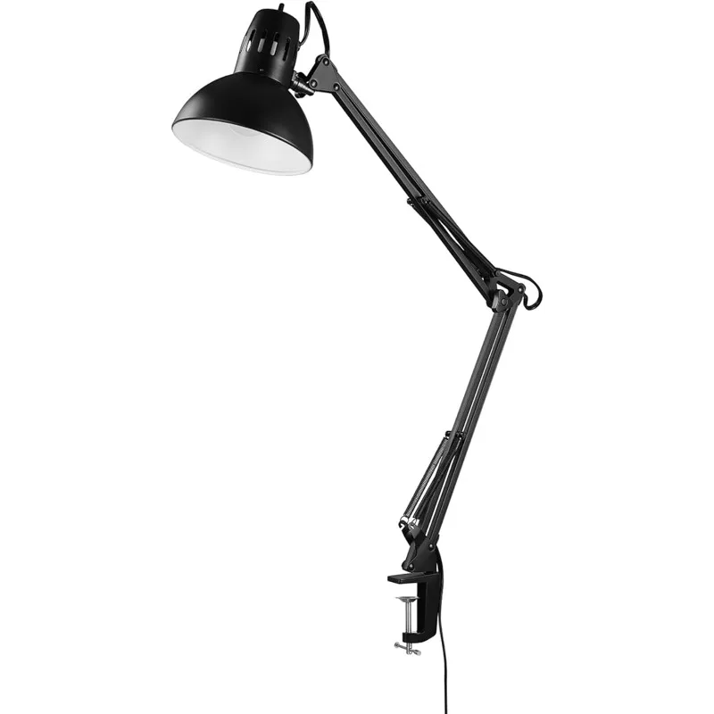 

Globe Electric 56963 31,5-дюймовая многосуставная настольная лампа с металлическим зажимом, черная, поворотный переключатель включения/выключения на абажуре, частично регулируемый переключатель