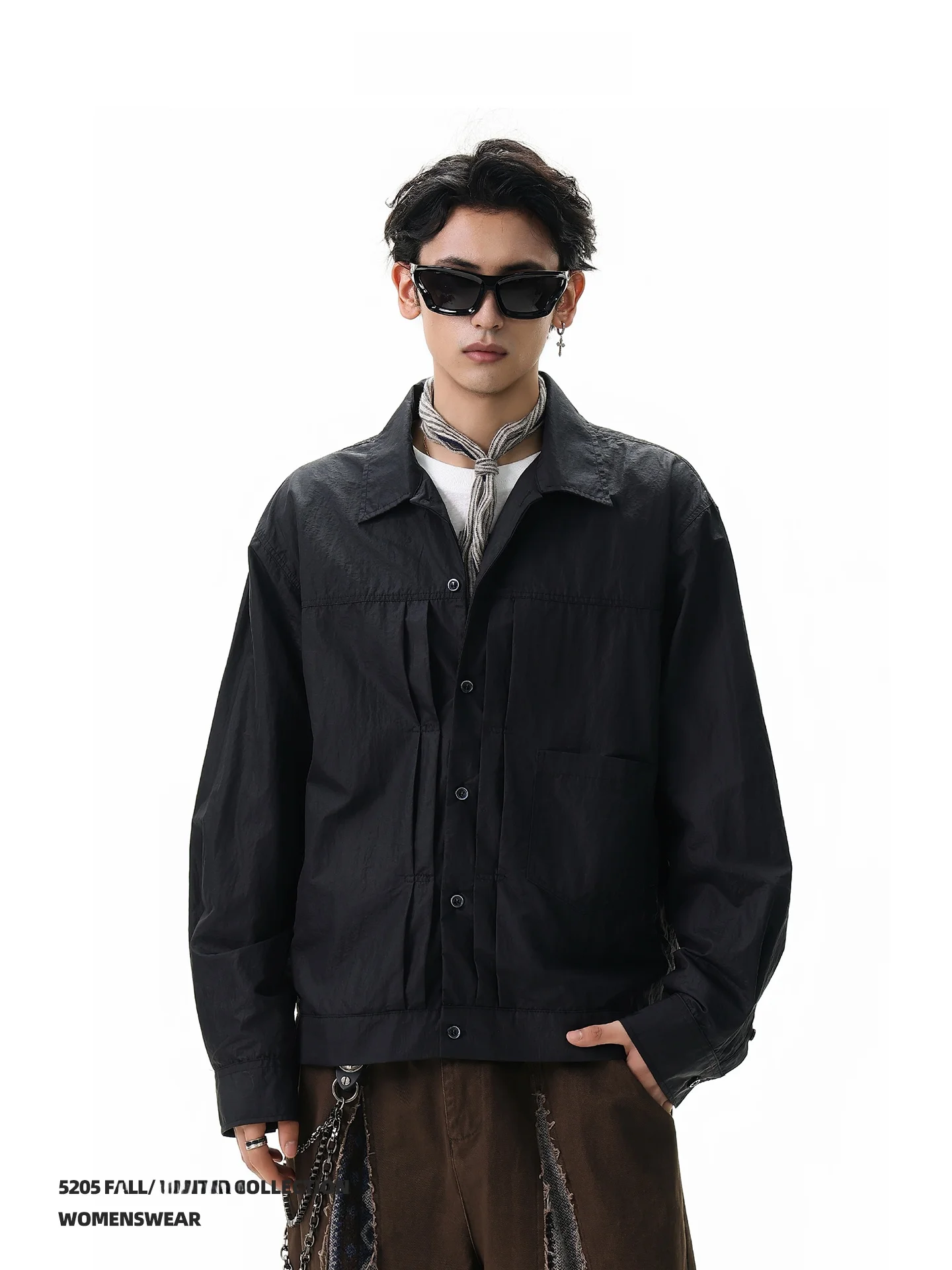 

ACRARDIC2025 Trendy Deconstructed Long Sve Свободная мужская повседневная верхняя одежда irt American Sle Haome для молодежи