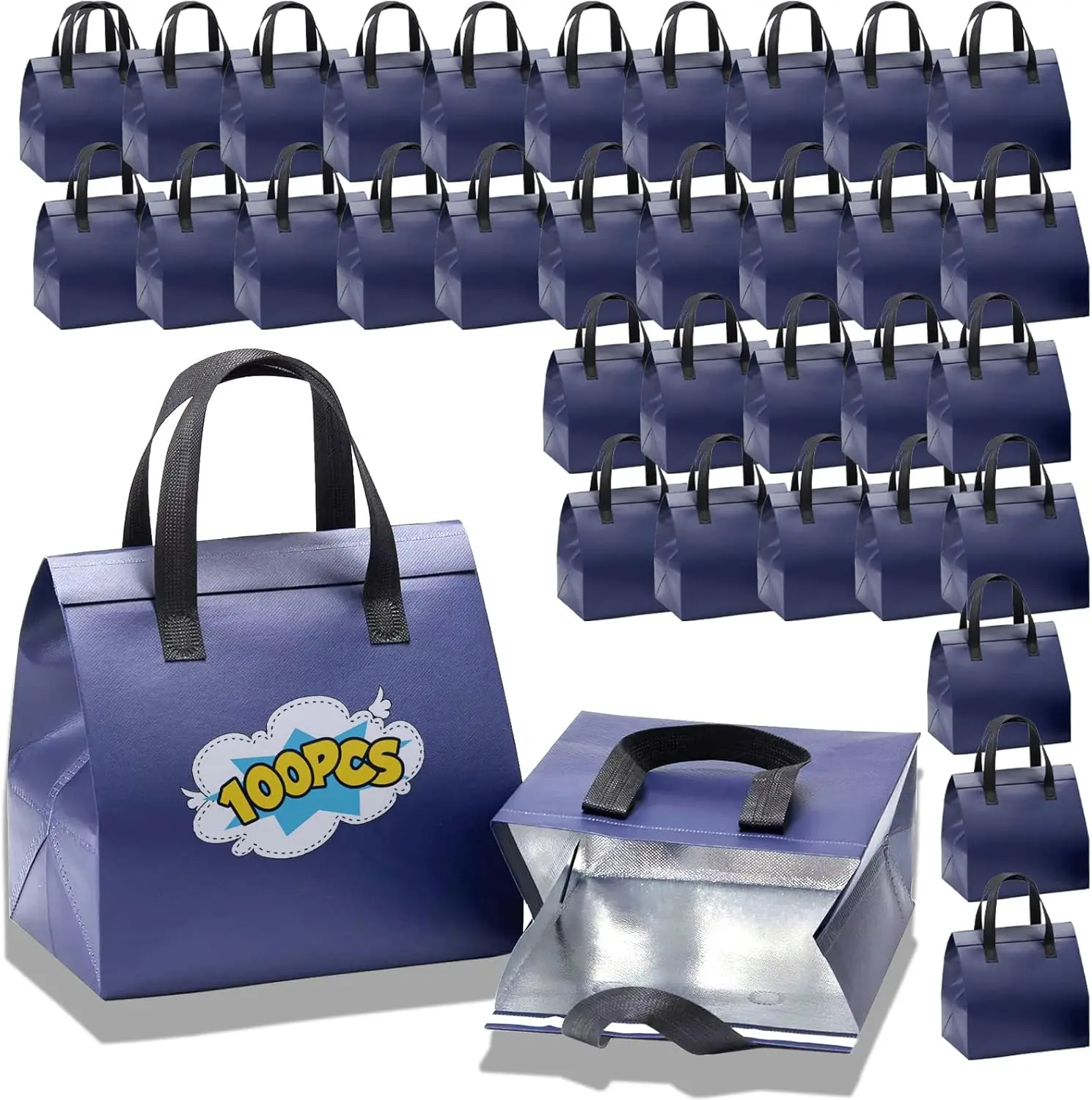

100 Pcs Insulated Take Away Bags, Disposable Lunch Bags For Food Takeaways, Coffee, Milk Tea, Seafood, Pizza, For Restau