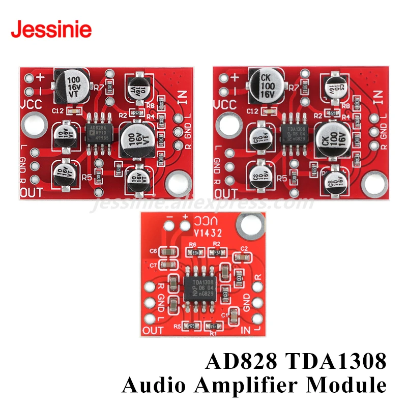 2pcs/1pc AD828 Single Power Supply 5-15V TDA1308 Class AB Stereo Headphone Driver Module Preamplifier Audio Amplifier Module DIY