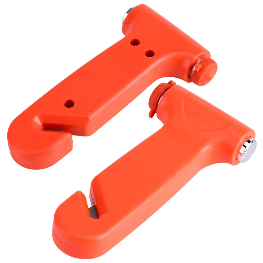 2 Pack Compact 2-in-1 Safety Hammer One Second Break Orange Emergency Escape Tool Glass Breaking Window Breaker Tool For Drivers