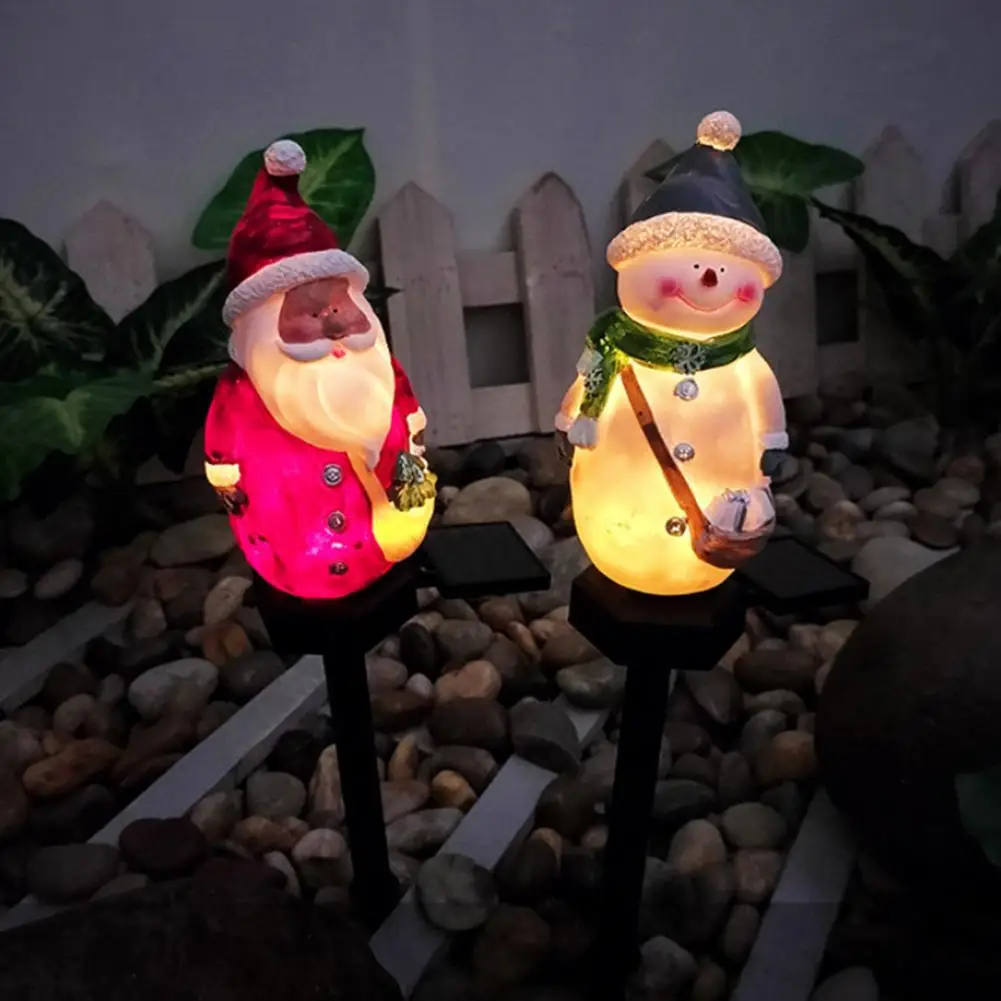 

Sunset Illumination Decor Festive Christmas Solar Light Resin Santa Snowman Figurine Garden Stake for Outdoor Decor Yard Pathway
