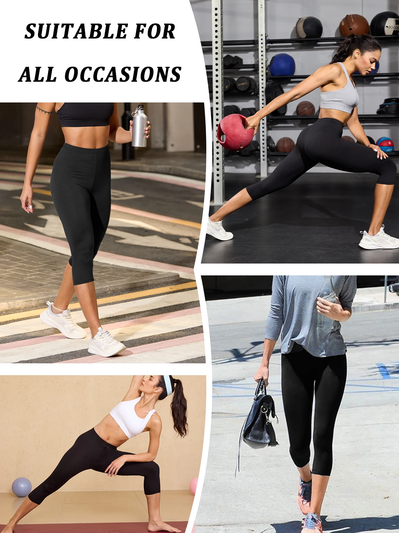 Pantalones Capri Deportivos para Mujer, Leggings Súper Suaves que No se Transparentan, para Entrenamiento, Yoga, Correr