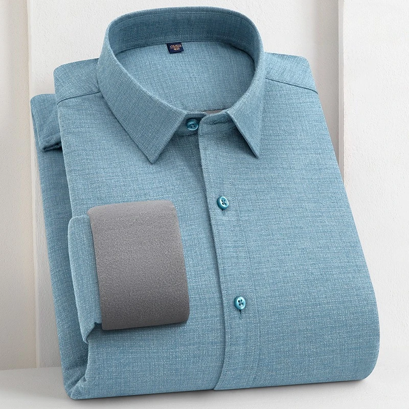 New in shirt 100%cotton brushed winter warm long sleeve shirts for men slim fit casual thicken plaid tops soft designer clothes